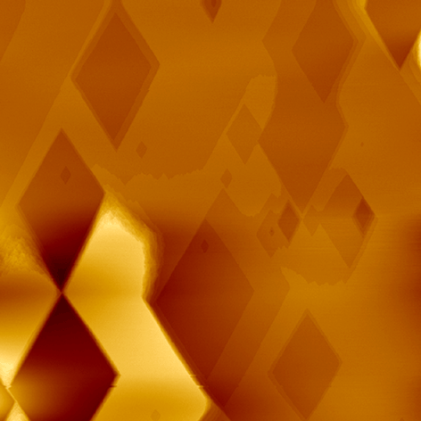Etch Pits in a dissolving insulin crystal